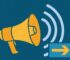 Innotech Megaphone Icon with Sound Waves and a Right-pointing Arrow, Suggesting an Announcement or Direction to the Right.