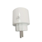 White two-pin European electrical plug with a short cylindrical body.