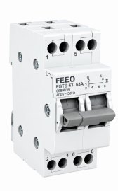 ორი ენერგიის წყაროს ხელით გადამრთველი 63a 2p+2p