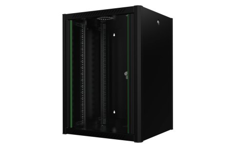 კედლის საკომუნიკაციო კარადა – 16u, 600×600მმ, შავი, Mirsan