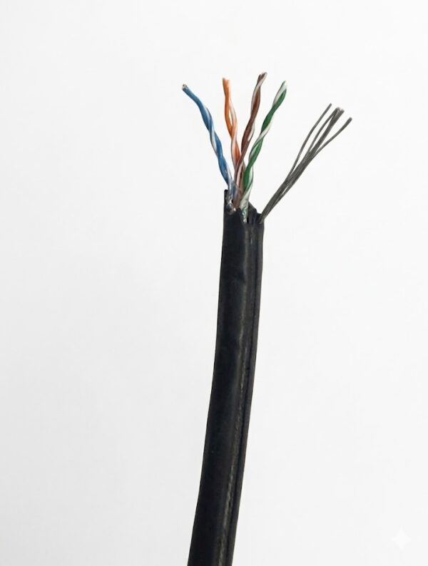 ქსელის კაბელი გარე მონტაჟის (ტროსით) Cat 5e U/utp 4x2x24 Awg-cu – Pe – Data Cable with Messenger (z11441-ap)