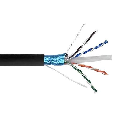 ქსელის კაბელი გარე გამოყენების შავი CAT 6 F/UTP 4x2x23 AWG-CU - PE DATA / LAN CABLE/(500M)11474